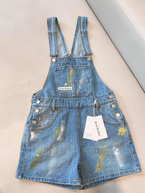 Acne Studios Stylish Denim Overalls with Graffiti Logo and High Waist