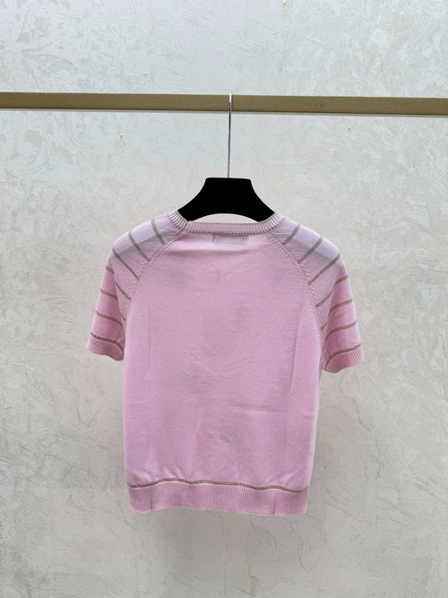 Max Mara Contrast Animal Embroidery Round Neck Short Sleeve