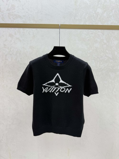 Louis Vuitton Color-blocked Stripe Round-neck Long Sleeve Knit in White, Black & Red