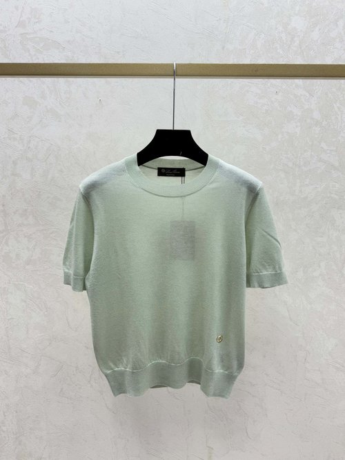 Prada Simple Solid-Color Round-Neck Knitted Short-Sleeve Top