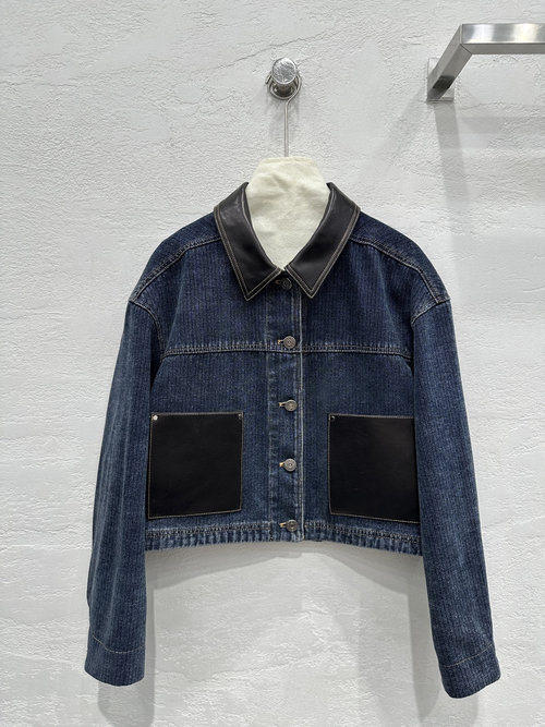 Prada Denim and Leather Jacket with an Edgy Wash and Timeless Allure