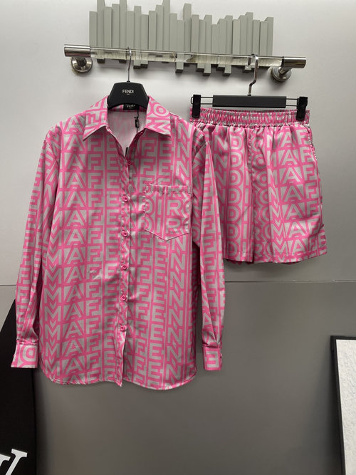Fendi Limited Capsule Series Printed Shirt and Shorts Set in Imported Twill
