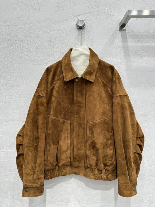Yves Saint Laurent Exclusive High-end Authentic Barn-style Deer Suede Motorcycle Jacket