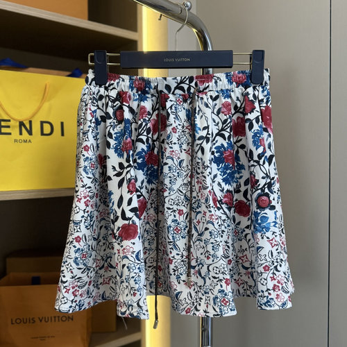 Louis Vuitton Printed Floral Drawstring Skirt
