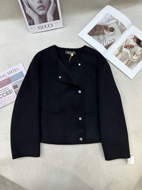 Loro Piana Minimalist Short Double-Wool Coat with Custom Logo