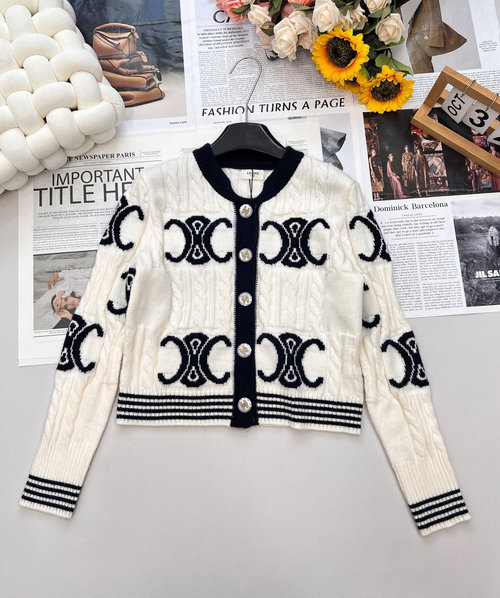 Fendi Custom Jacquard Knit Cardigan with Logo Buttons, High Fashion Choice