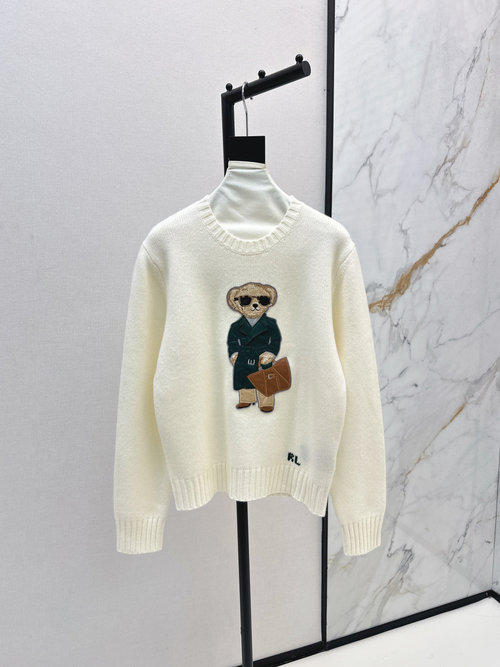 Loro Piana American-style Embroidered Bear Sweater with Retro Look
