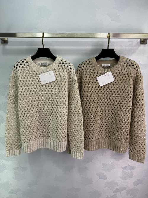 Brunello Cucinelli Sparkling Diamond Series Wide - Sleeve Top with Luxurious Style