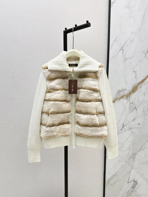Loro Piana Exclusive Down Jacket with Faux Fur and Wool Knit