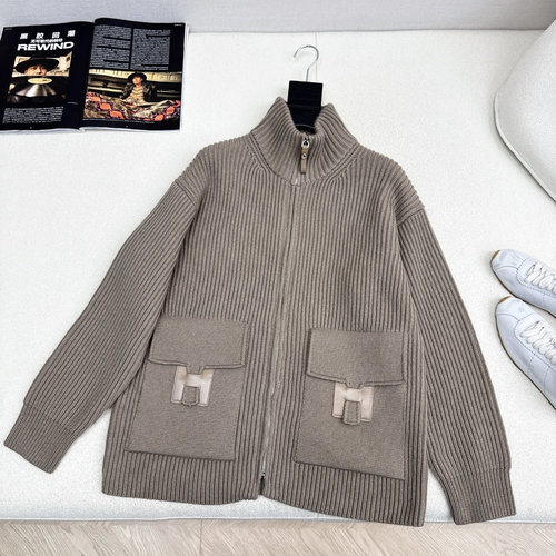Hermes Exclusive Wool Knit Coat with H Pattern