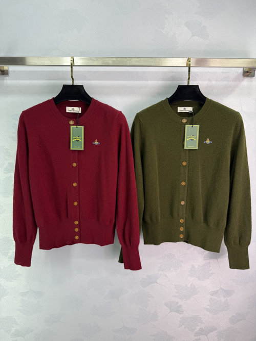 Vivienne Westhood Saturn Embroidery Knitted Cardigan with Custom Buttons