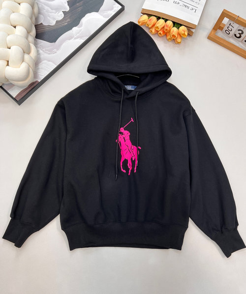 Polo Ralph Lauren Pink Horse Logo Fleece Hoodie in American Vintage Style
