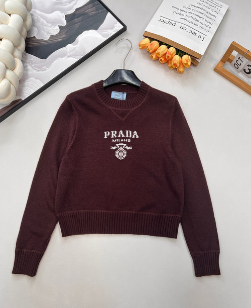 Prada Soft Short-Style Sweater with Letter Logo