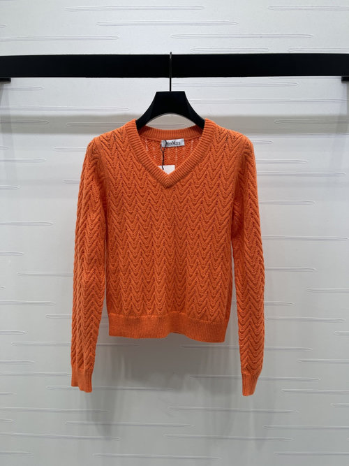 Max Mara V-Neck Pullover Sweater with 3D Patterns