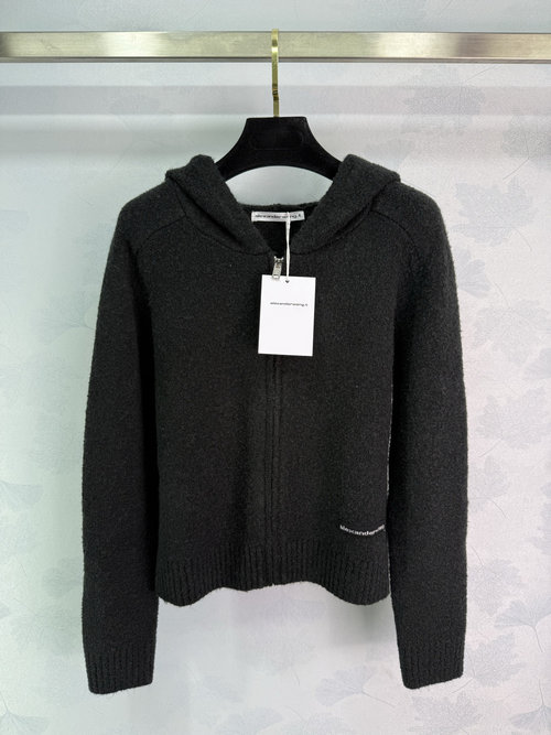 Alexander Wang Wool Zip - Up Hoodie with Short Design and Brand Logo