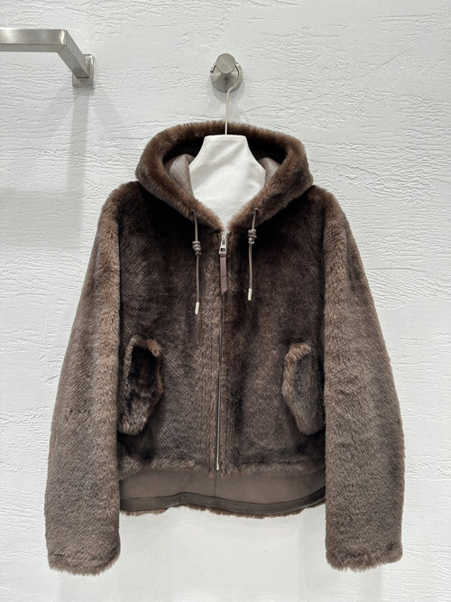Loewe Exclusive High-Quality Merino Wool Fur-Out Jacket with Zipper Closure