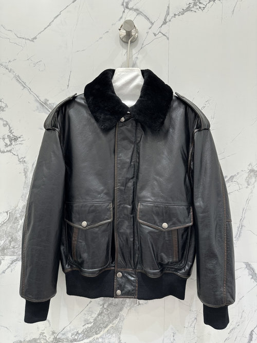 Yves Saint Laurent Exclusive Flight Jacket with Detachable Fur Collar: Stylish and Slimming