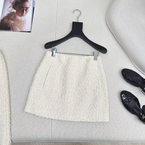 Chanel New Style Set with Collared Cropped Jacket and Skirt