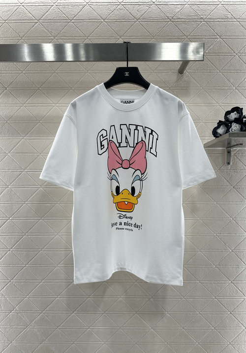 Ganni Relaxed Fit Short Sleeve T-Shirt with Disney Print