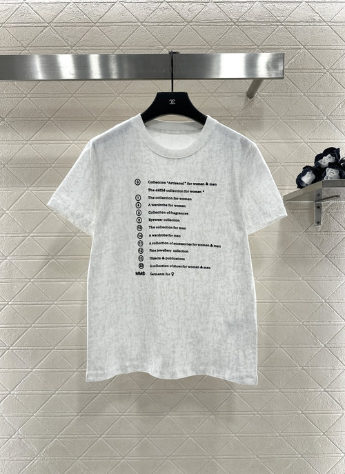 Maison Margiela Crew Neck Short Sleeve Shirt with Printed Logo, Available in Three Shades