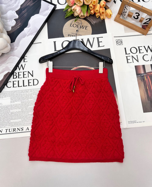 Louis Vuitton Elegant Two - Color Directional Jacquard Knit Skirt
