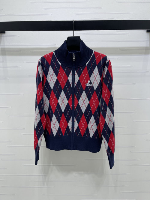 Vivienne Westhood Premium Collared Knit Cardigan with Saturn Embroidery