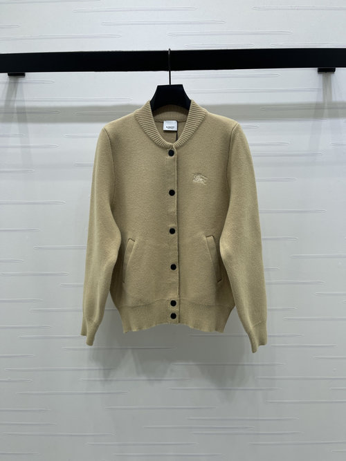 Burberry Luxury Woolen Warhorse Long-sleeved Cardigan with Logo