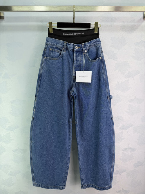 Alexander Wang Relaxed Cargo Jeans with Multiple Pockets & Side Ties