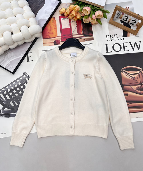 Burberry Soft Knit Cardigan with Standing Horse Embroidery