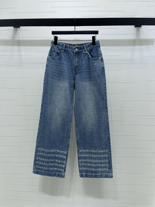 Alexander Wang High-Waisted Drill-Embellished Straight Jeans, Stylish and Comfortable