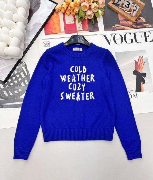 Max Mara Letter Crochet Long Sleeve Knit Sweater in Imported Yarn