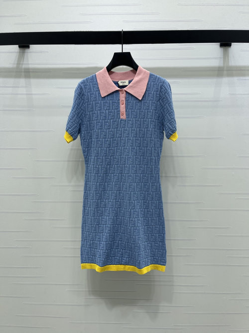 Louis Vuitton Sleeveless Knit Dress with Jacquard and Color-blocking