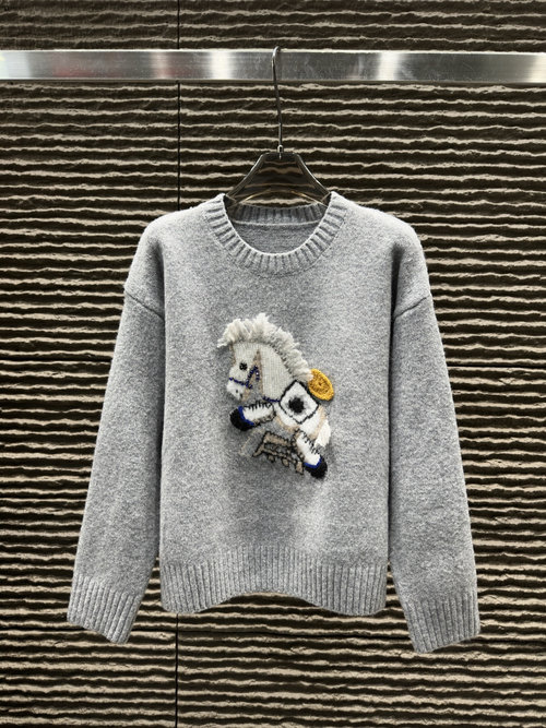 Hermes Embroidered Crew-Neck Sweater