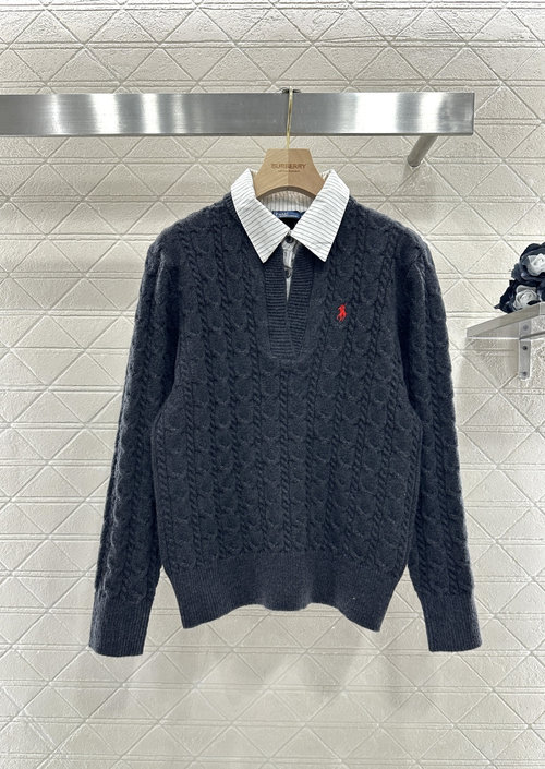 Polo Ralph Lauren Custom YB Wool False Two-piece Knit Pullover with Pony Embroidery