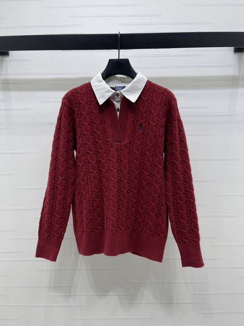 Polo Ralph Lauren Knitted Long - sleeve Collared Shirt with Pony Logo