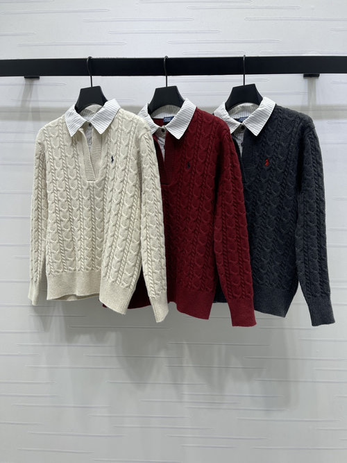 Polo Ralph Lauren Knitted Long - sleeve Collared Shirt with Pony Logo