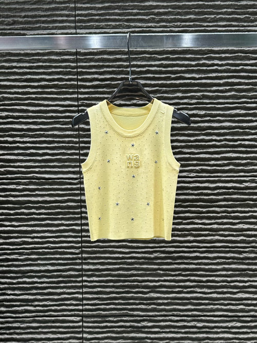Alexander Wang Knitted Vest with 3D Steel - Printed Letters and Rhinestones