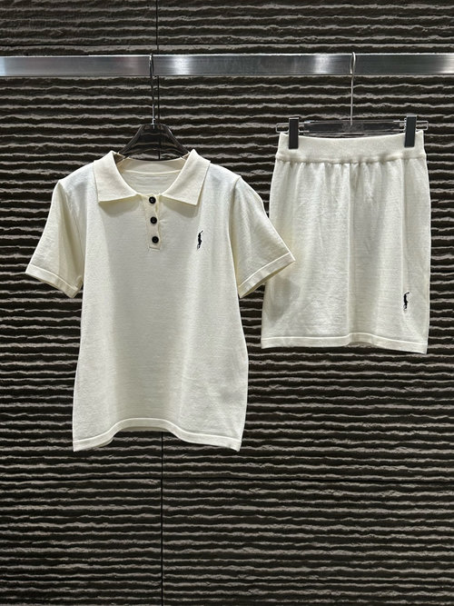 Polo Ralph Lauren Collared Pony Knitted Short-sleeved Skirt Set