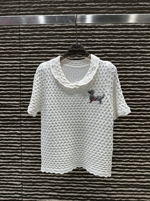 Thom Browne TB Series Round Neck Knitted Short Sleeve with Dog Embroidery