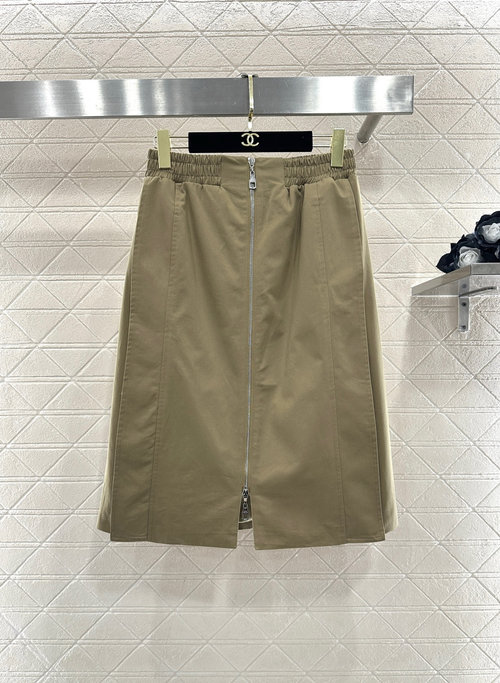 Louis Vuitton Khaki Cropped Jacket and Skirt Set with Padded Shoulders