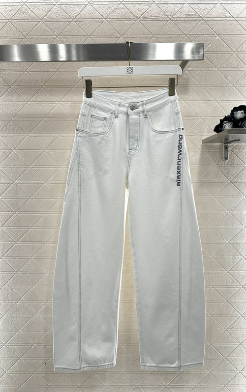 Alexander Wang Custom Embroidered - logo Denim Straight - Leg Pants
