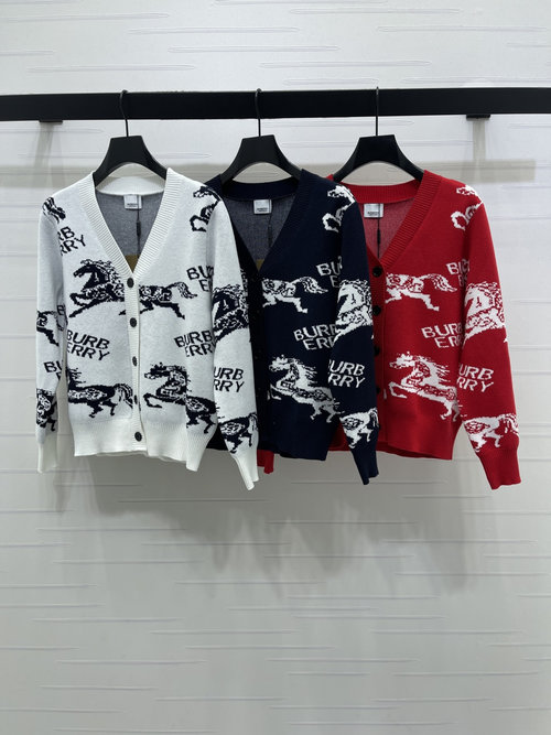 Burberry Distinguished V-neck Cardigan with Warhorse Hooked Emblem