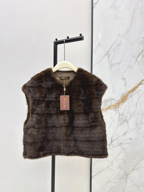 Loro Piana Exclusive Faux Fur Vest with Shiny Fabric and Warmth