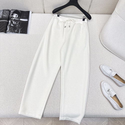 Loro Piana High-Luxury Minimalist Elastic Waist Warm Pants