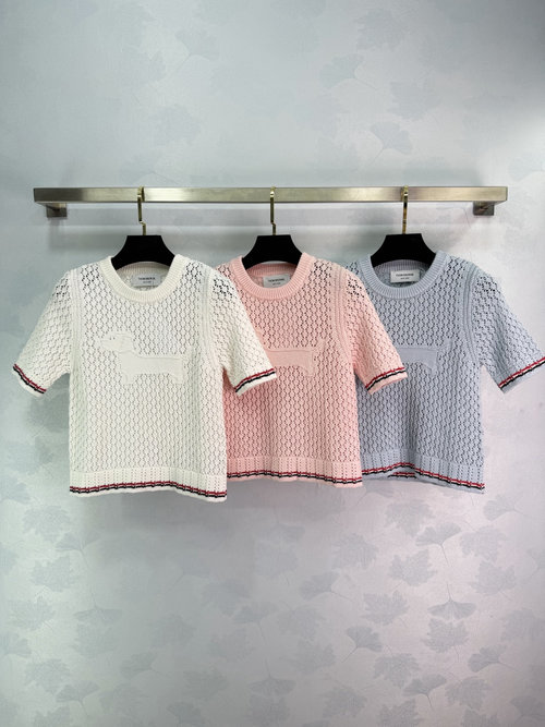 Thom Browne Dog Pattern Wool Knit Sweater, Soft and Breathable