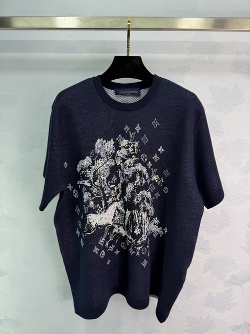 Louis Vuitton Horse Totem Knitted Short-Sleeved Top