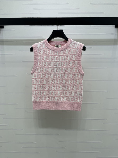 Fendi Double F Knit Vest and Skirt Set with Letter Emblem