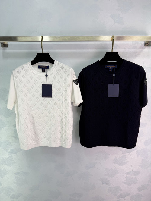 Louis Vuitton Versatile and Stylish Classic Monogram Logo Short - sleeve Knit