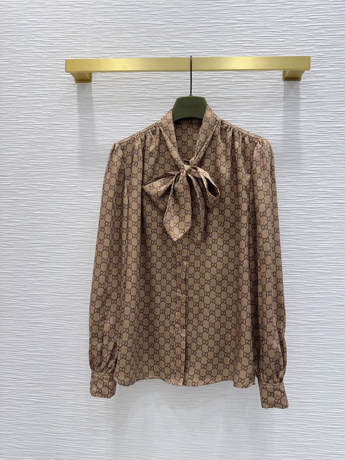 Gucci Vintage - Style Silky Printed Shirt with Customized Fabric