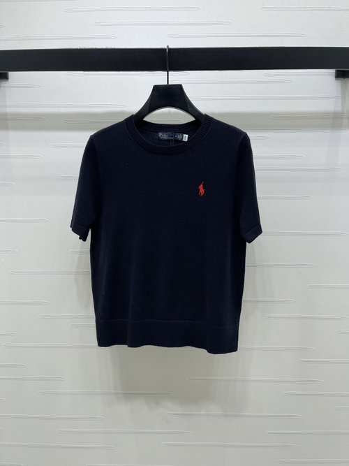 Polo Ralph Lauren Fine-textured Embroidered Logo Knitted Short-sleeved Shirt
